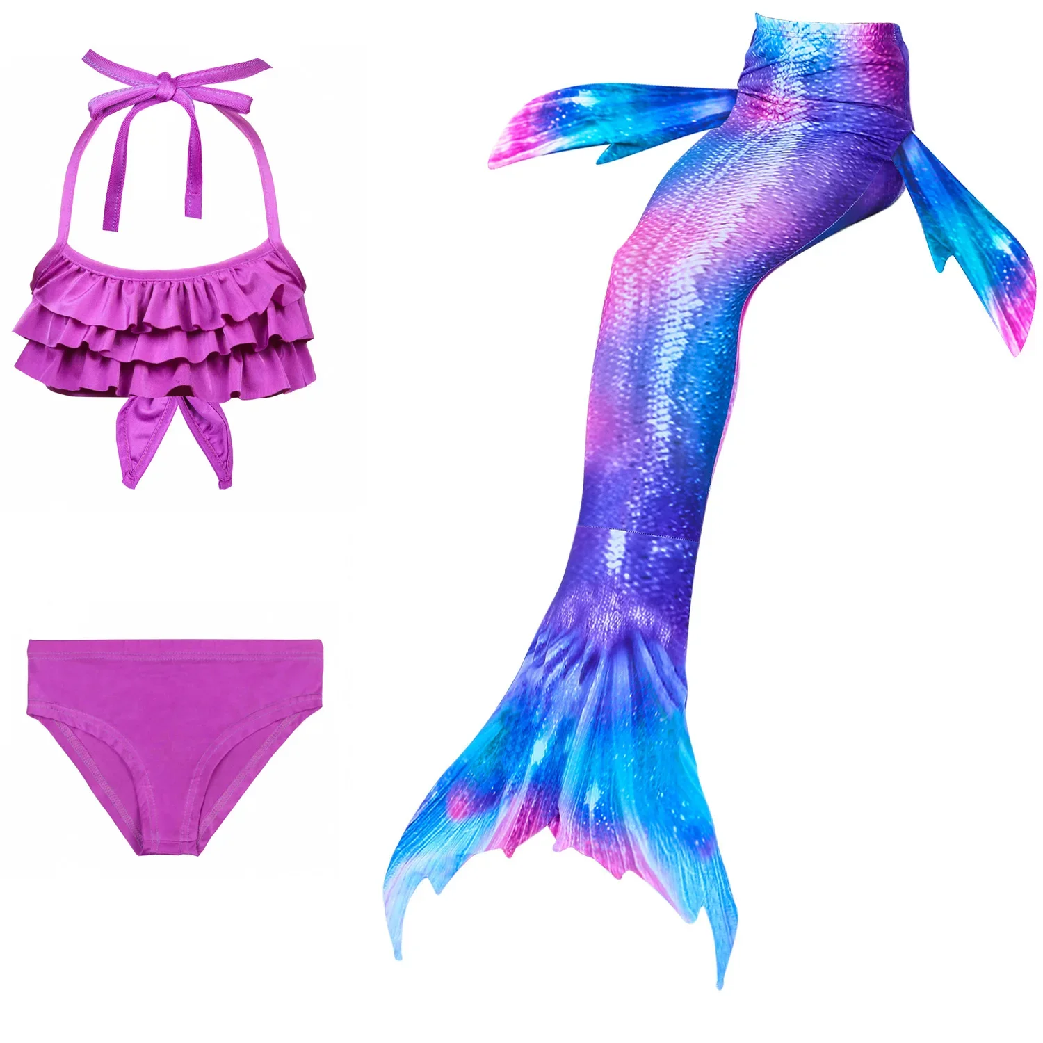 Mermaid Tails Swimming Dresses para meninas, Halloween Cosplay Costume, Roupas de praia, Maiô Infantil Sereia, Traje Swimmable Kids