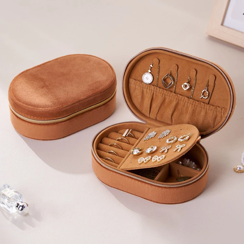 

Double-Layer Large Capacity Jewelry Box Velvet Ring Earrings Bracelet Pendant Storage Box Travel Portable Jewelry Case Organizer