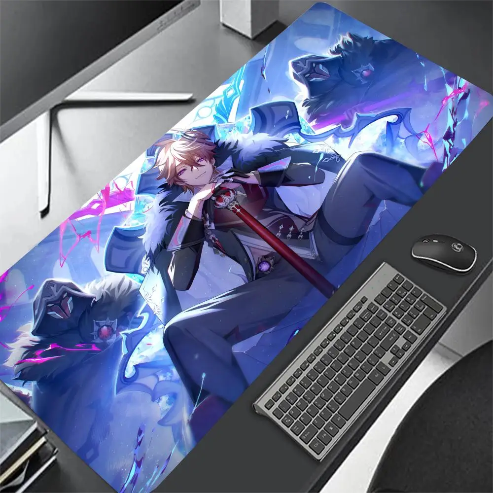 Anime Genshin Impact Tartaglia Mousepad Mouse Mat Desk Mat With Pad Gaming Accessories Prime Gaming XXL Keyboard Pad Stitch Padd