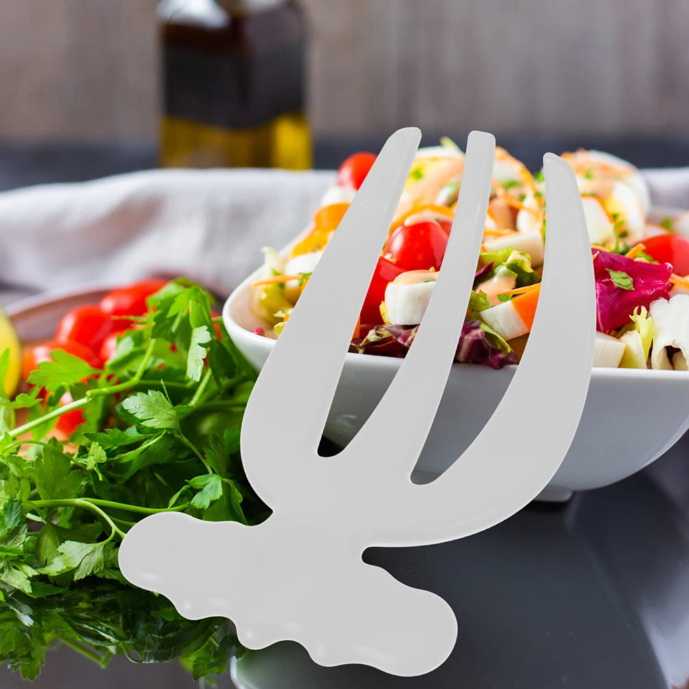 

4pcs Salad Fork Reusable Plastic Short Handle For Mixing Serving Salad Fruit Cookware Eating Tools Claw Stirrer Hands