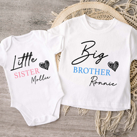 Personalised Big Brother Little Sister Matching Clothes Shirt Summer Sibling T-shirt Girls Boys Short Sleeve Tops Baby Bodysuit