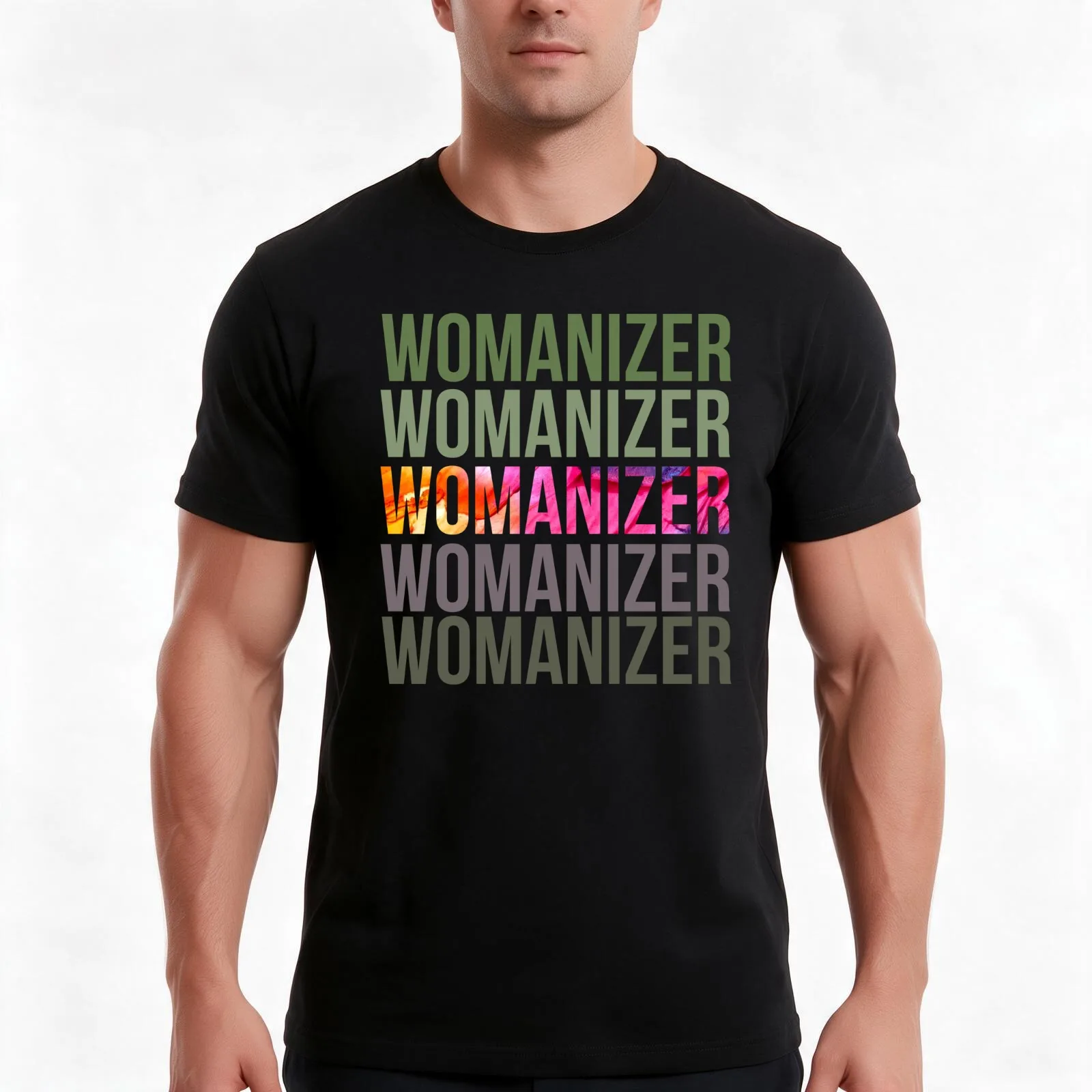 Womanizer T-Shirt, Summer Casual Cotton Tee, Oversized Streetwear Tops, Vintage Graphic Print, Loose Fit Short Sleeve