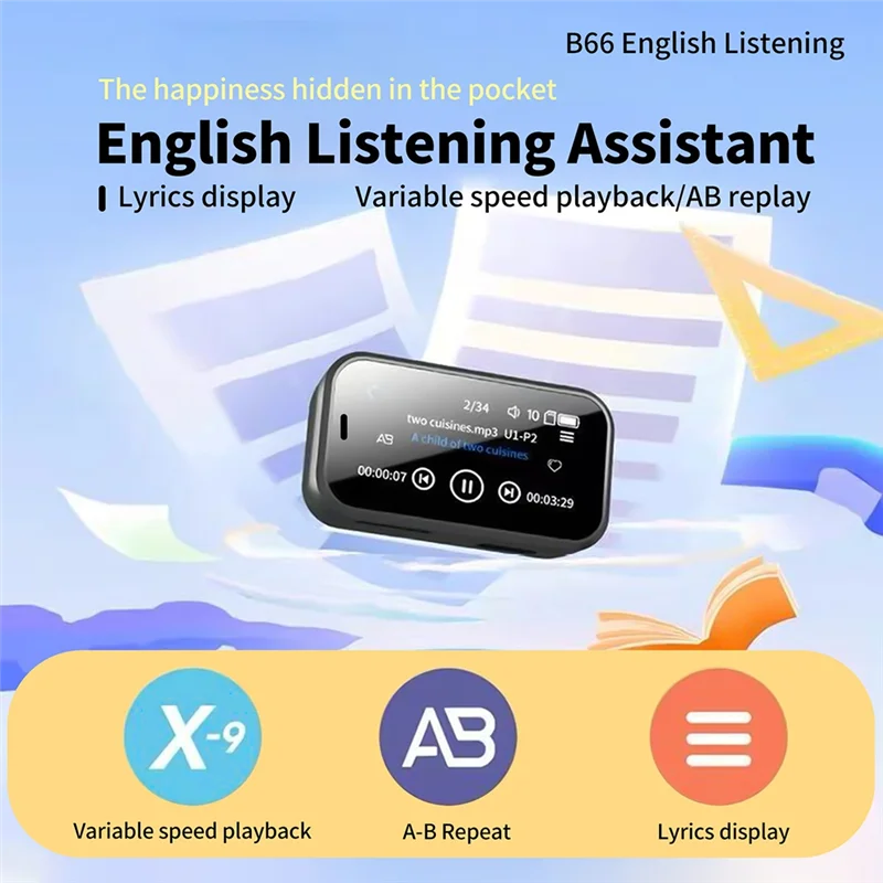 ABGI-Audio Recorder E-Book FM Radio Sports Portable MP4 Touch Screen Mini Bluetooth MP3 Player Clip HIFI Music Player 32G