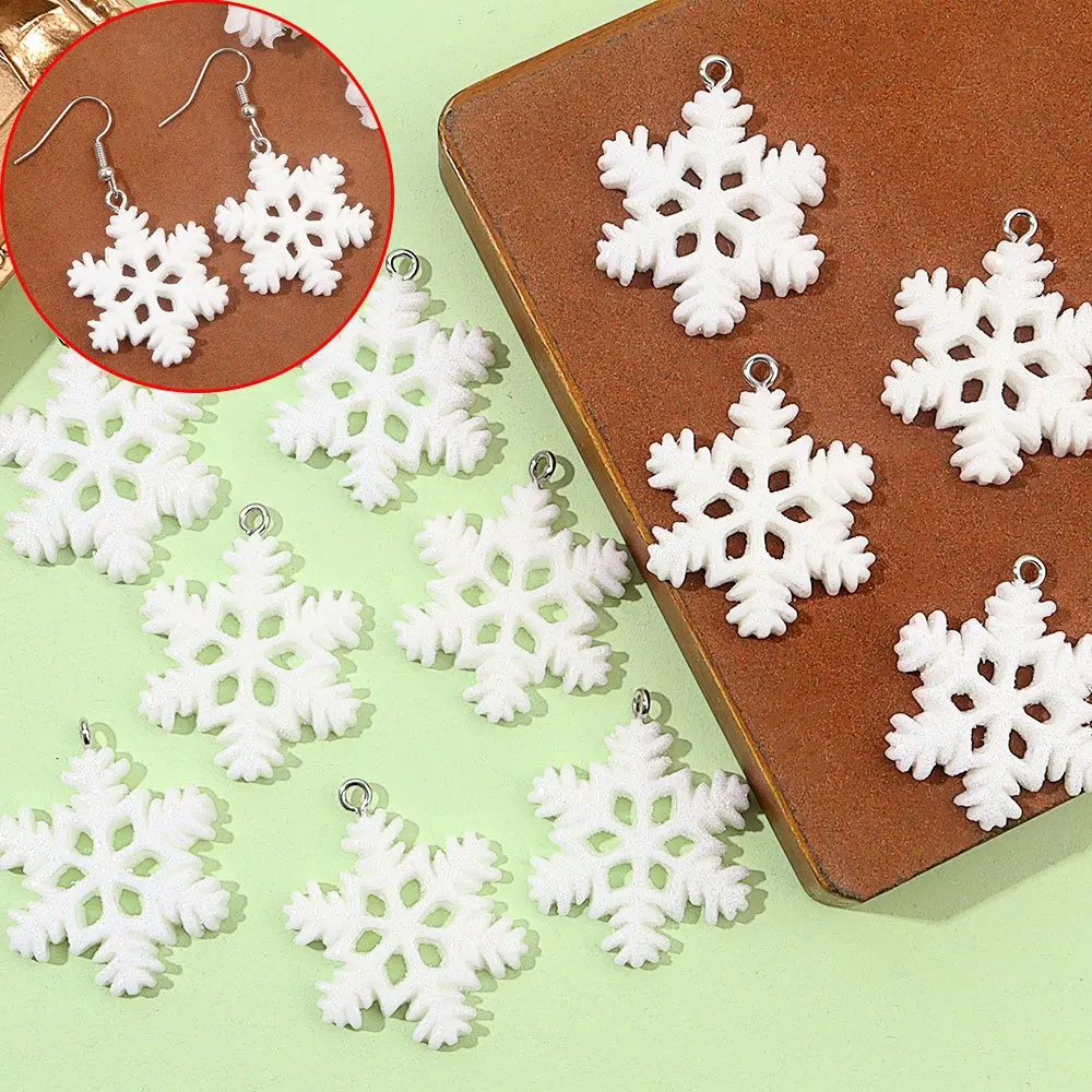3/12/24/48Pcs White Snowflake Shaped Pendant,DIY Necklace Earrings,Thanksgiving Christmas Halloween Valentine's Day Accessories