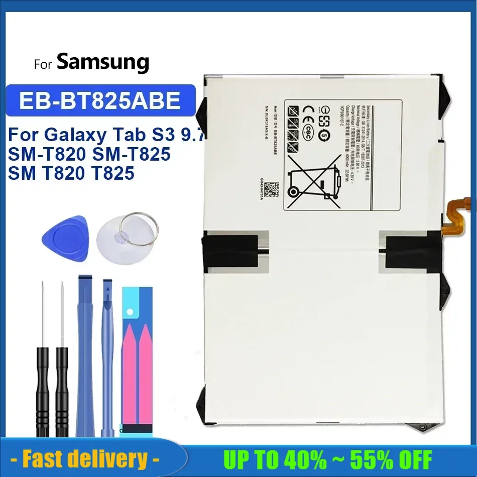 

High Quality Replacement Tablet Battery For Samsung Galaxy Tab S3 9.7 SM-T820 SM-T825 SM T820 T825 EB-BT825ABE 6000mAh