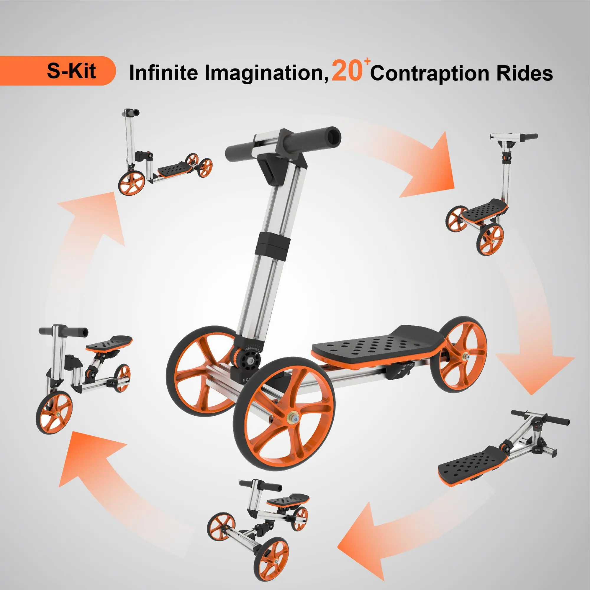 Bicicleta de equilibrio 20 en 1 para niños, juguetes sin pedales para niños de 1 a 4 años, Kit de construcción de ingeniería, Scooter sentado/de pie, Kit S más Popular