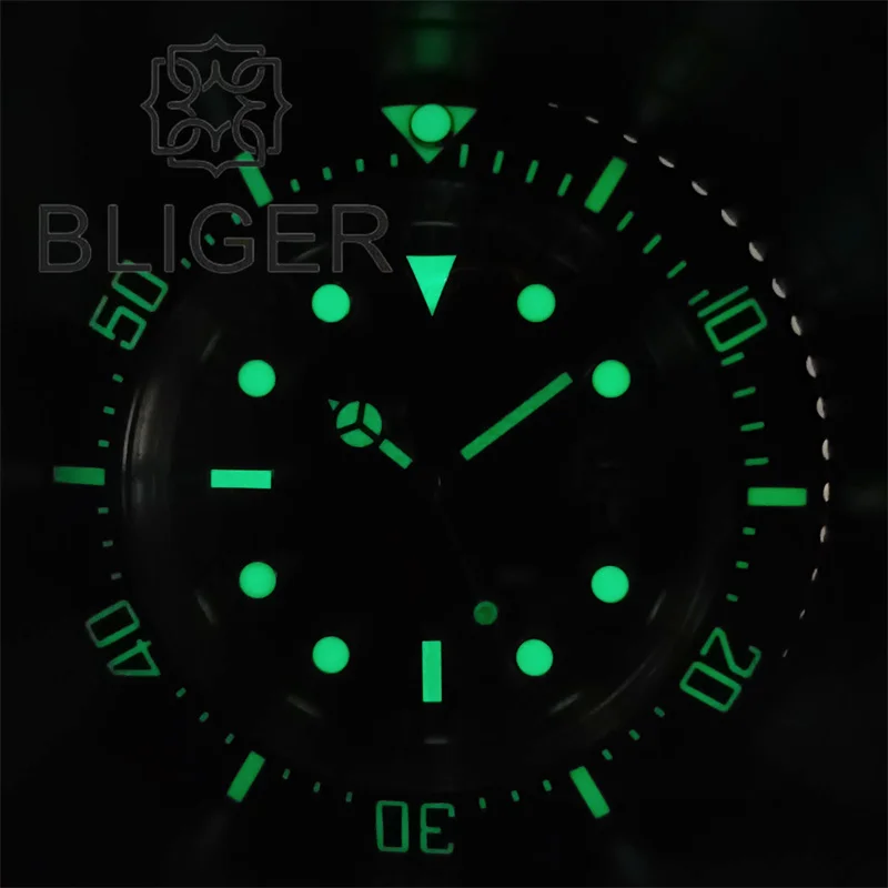 BLIGER 43mm Limited Chapter Dive Watch For Men NH35A MIYOTA 8215 PT5000 AR Sapphire Glass Magnified Black Luminous Ceramic Bezel