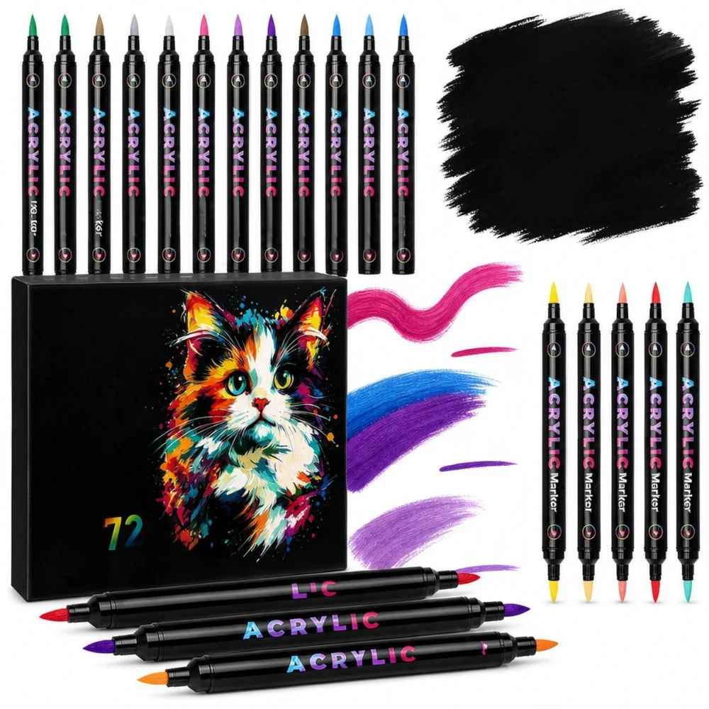 Professional Acrylic Markers Water Based Paint Pens For Artist Painting Wood Rock Canvas Graffiti Art School Supplies