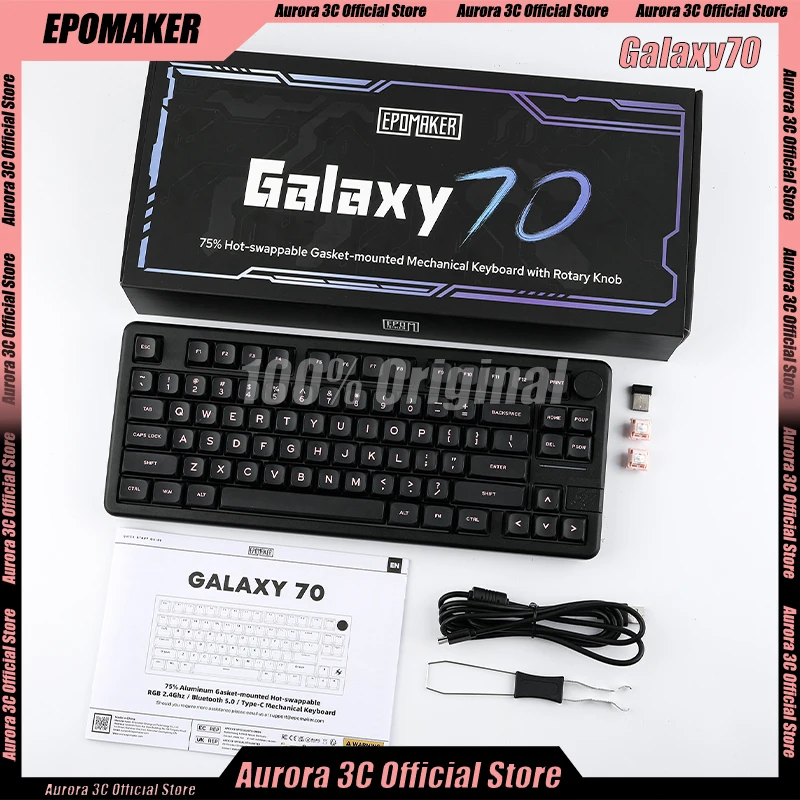 Epomaker Galaxy70 Wireless Mechanical Keyboard Aluminium Alloy 3mode Rgb Knob Laptop Gamer Hot Swap Pc Gaming Keyboard Custom