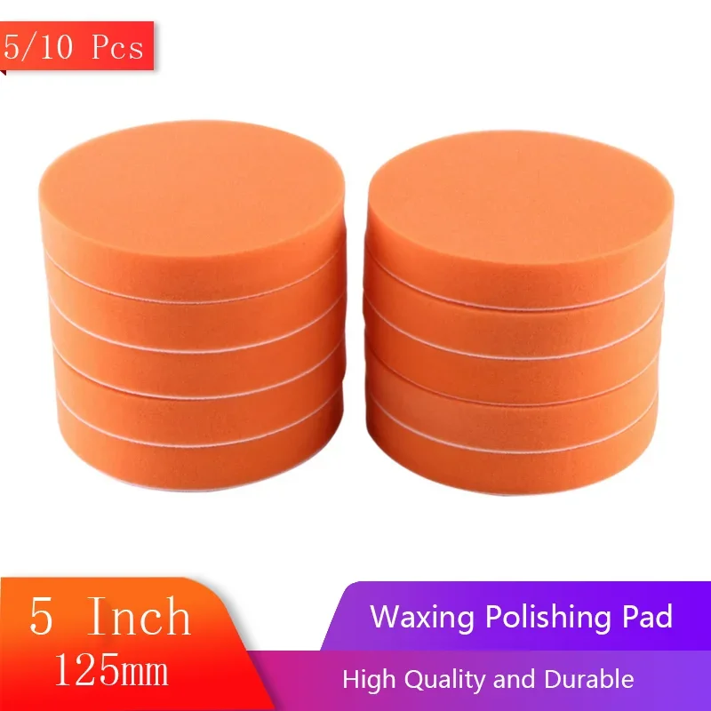 5/10szt 5" 125mm Nakładki do polerowania samochodu Płaska pianka SPonge Zestaw nakładek do woskowania Narzędzie do polerowania samochodu Bufor Auto Care Nakładki do polerowania