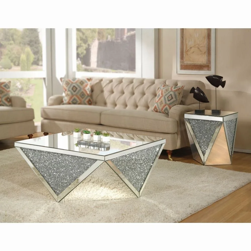 Mirrored living room  Furniture crush diamond Rose Gold Mirrored Furniture center  coffee table