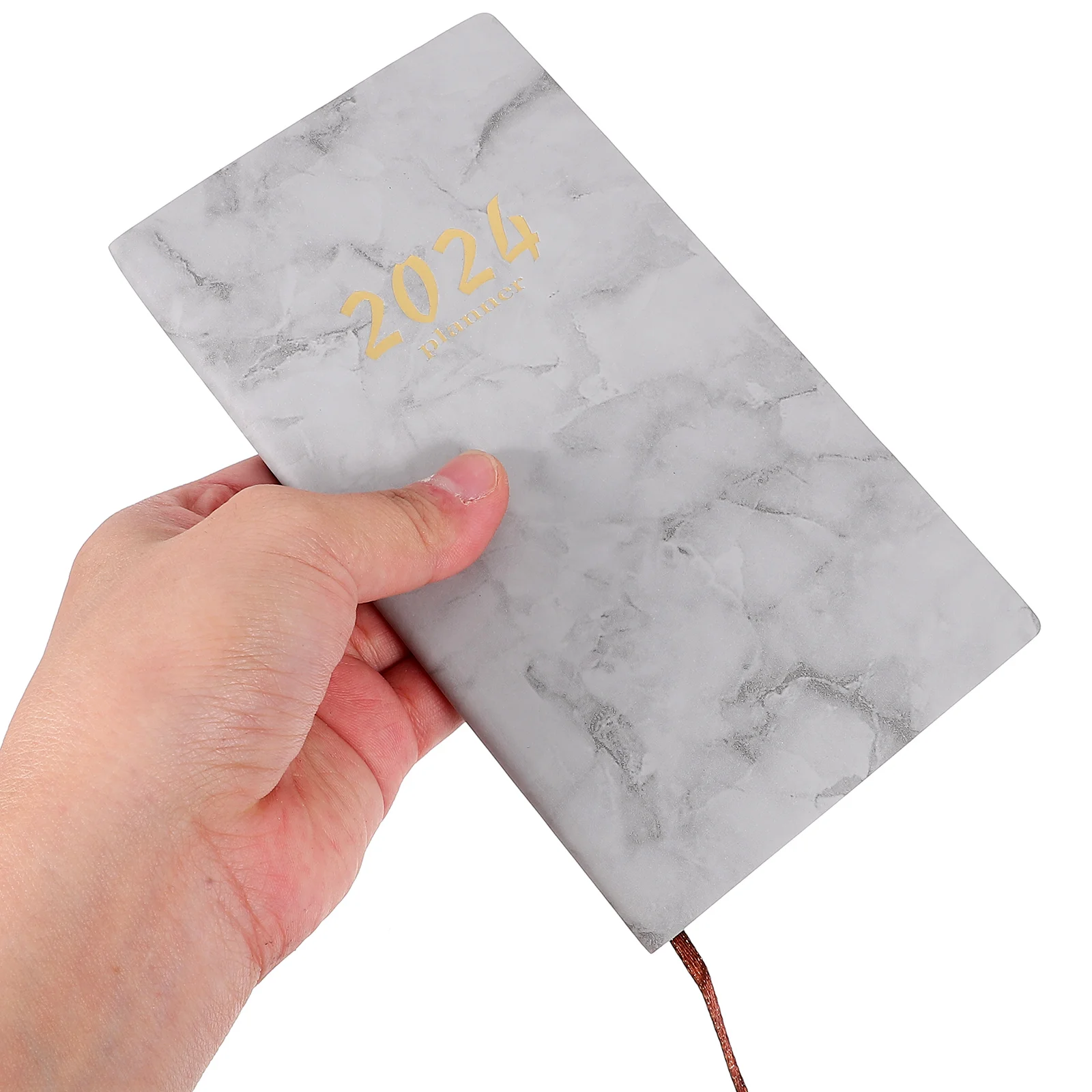 2024 Daily Planner ปฏิทินภาษาอังกฤษขนาดเล็กการจัดการเวลา 365 วันรายสัปดาห์ Marble Diary ( ) (สีเทา) นักเรียน