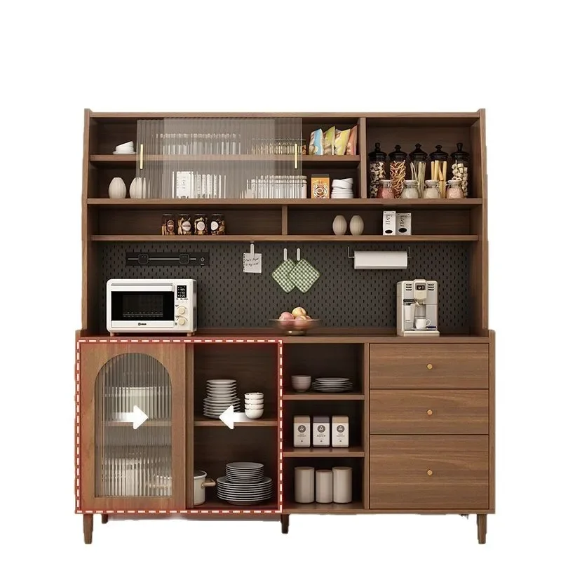 

Side integrated against the wall Household locker Kitchen tea High Glass door Solid wood side cabinet