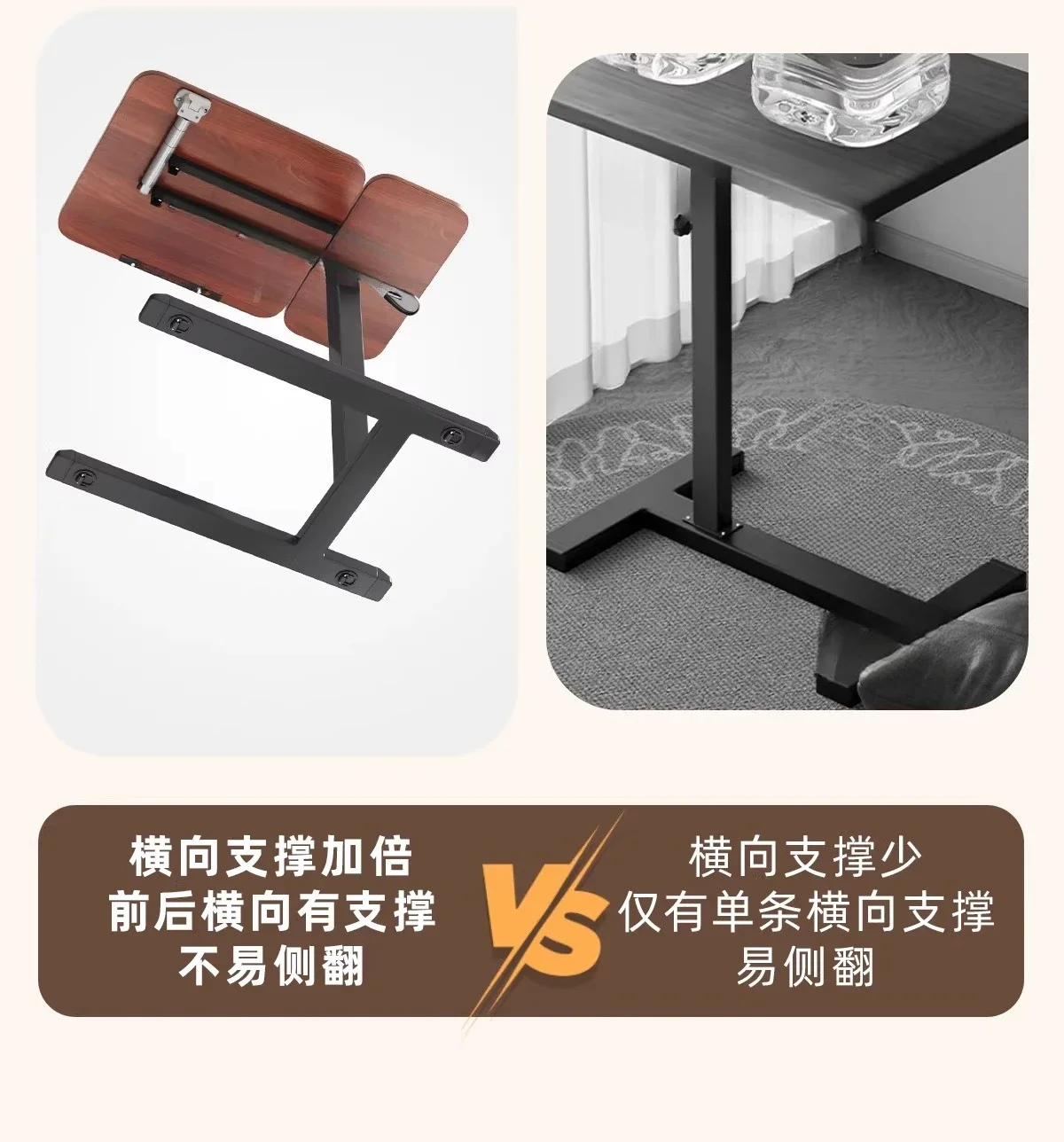 Bedside table liftable mobile foldable computer desk home living room pneumatic lifting