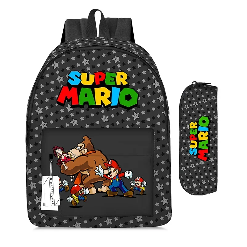 2 pz-set nuovo zaino Super Mario Mario borsa a tracolla Mario scuola elementare e media borsa scuola astuccio cartone animato