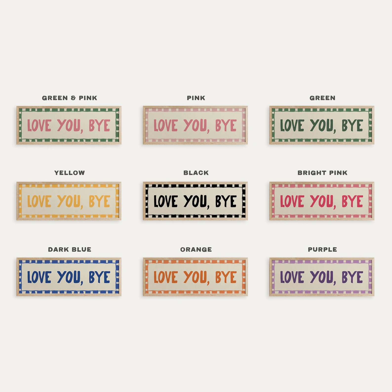 'Love You Bye' Hallway Canvas Wall Art Prints Frameless Mdoern Minimalist Canvas Poster for Above Door and Living Room Decortion