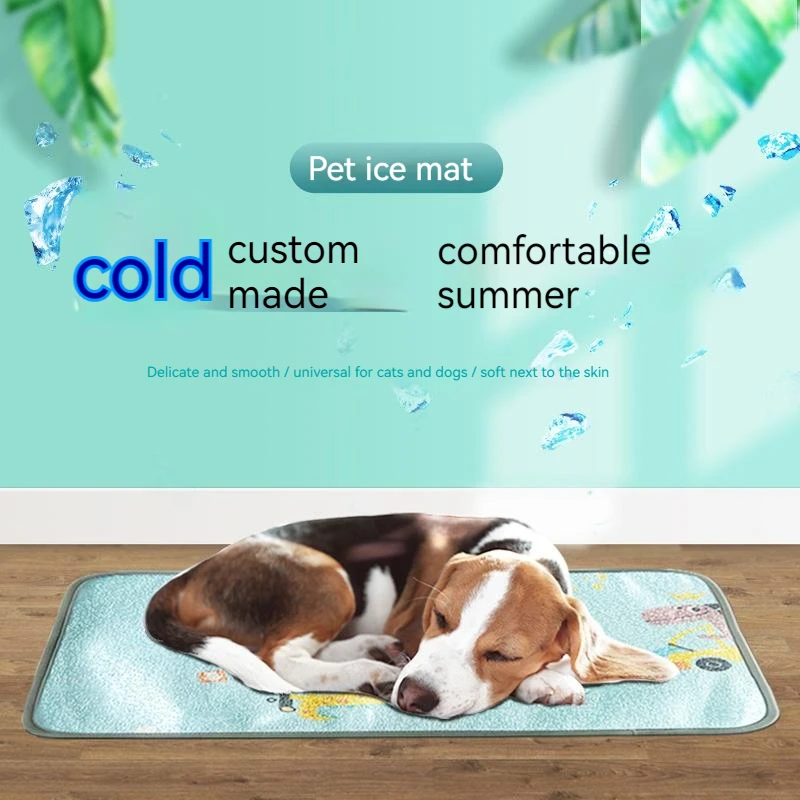 Pet Cooling Summer Mat Dog Breathable Bite Resistant Blanket Cat Ice Silk Fabric Cool Sleeping Mat Sofa Dog Car Mat Dog Bed