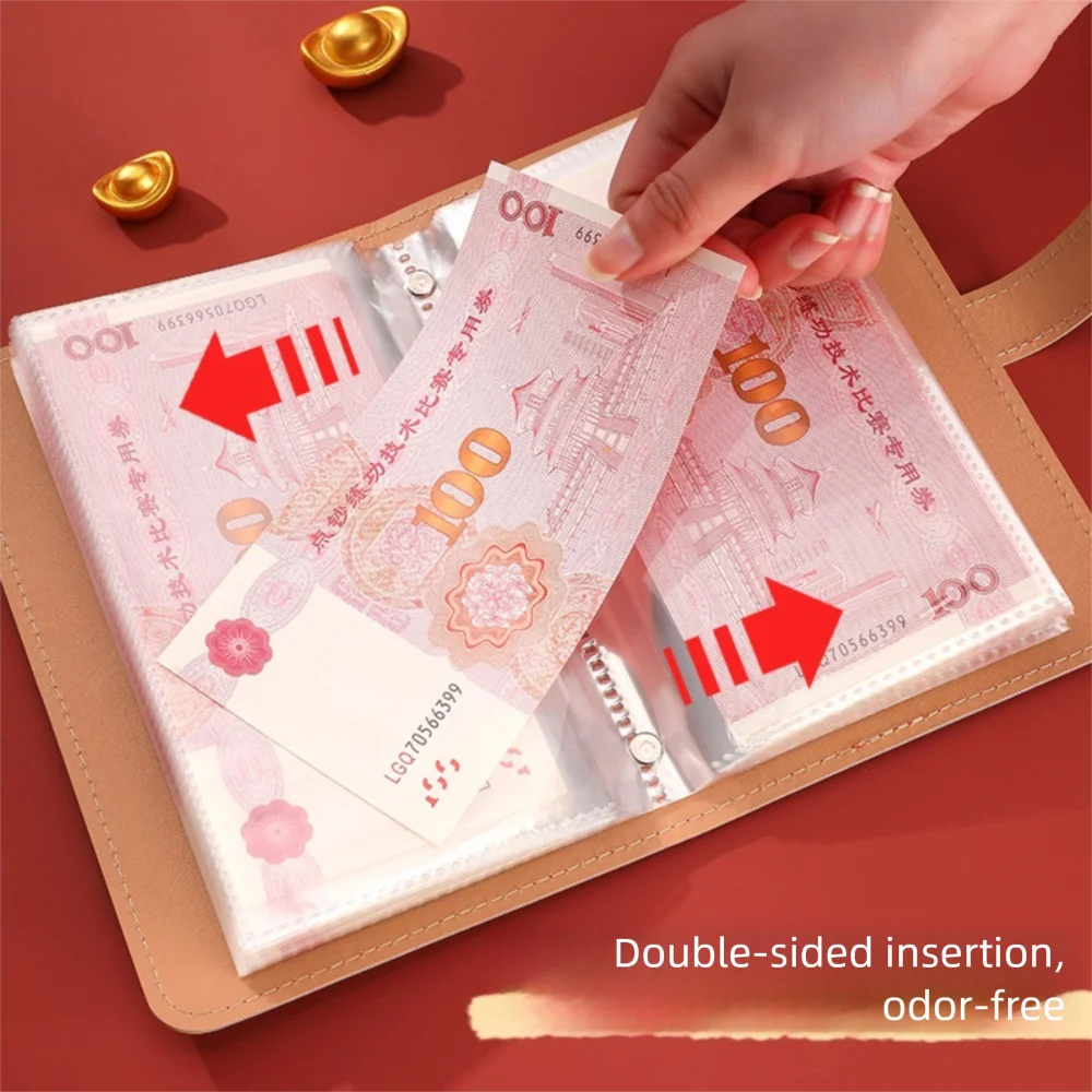 Erhalten Sie nach Nacht mit 100 Umschlägen, Geldspar-Challenge, PU, großes Fassungsvermögen, Spar-Ordner, Geld sparen, wasserdicht