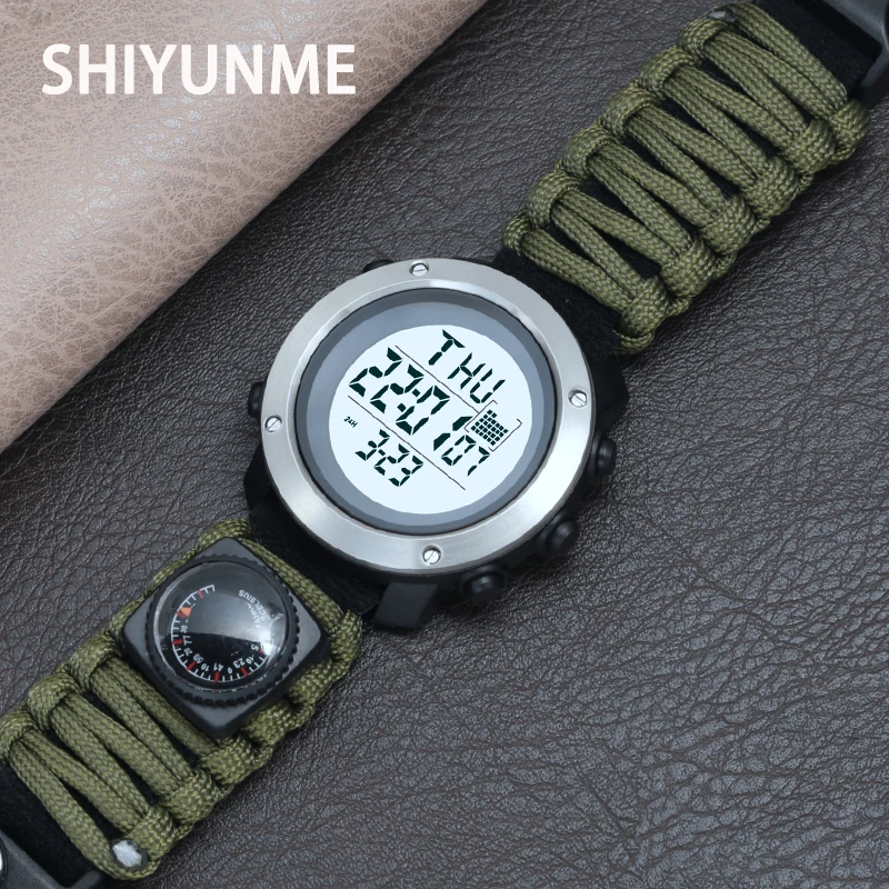 SHIYUNME G Style Men Sports Watches Outdoor Camping Compass Thermometer Waterproof LED Digital Watch Man Military Wrist Watch