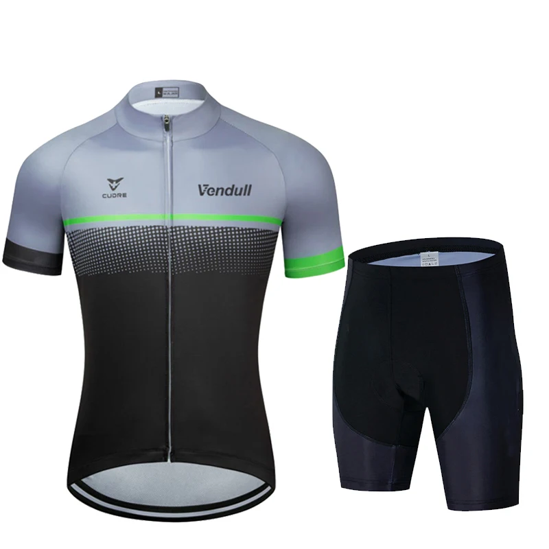 New VENDULL Pro Team Summer Short Sleeve Cycling Jersey Set Men Cycling Clothing MTB Bicycle Outdoor Cycling Suit 19D Gel Pad