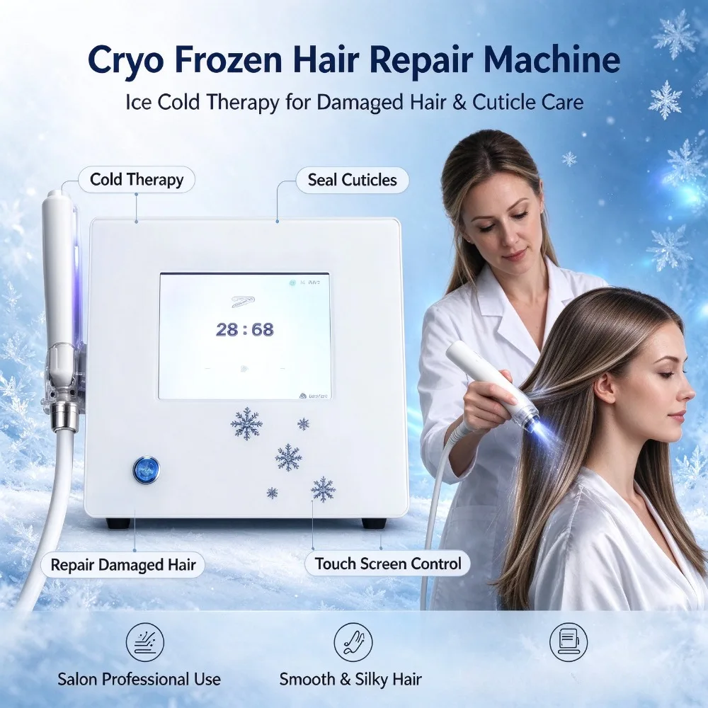 Frozen Surface Cryo Hair Care Machine with Touch Screen, Cold Therapy Hair Restoration Equipment for Frizzy & Bleached Hair