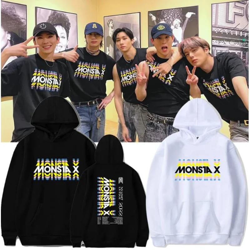 Korean KPOP Monsta X NO LIMIT US TOUR 2022 Monsta X Oversized Women/Men Hoodie Sweatshirt Pullover Hooded Jacket K-POP Clothes