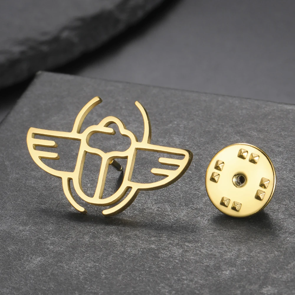 Dawapara Ancient Egyptian Scarab Brooch Pin Egypt Animal Beetle Totem Protection and Blessing Talisman Stainless Steel Jewelry