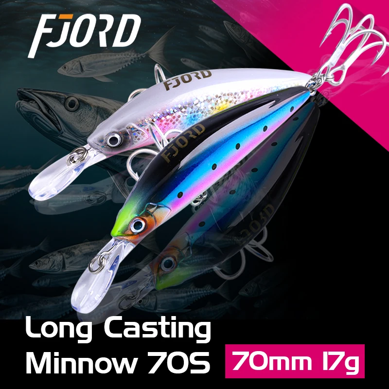 FJORD 70mm 17g Heavy Sinking Minnow 11color For Choose Laser Hard Artificial Bait Plastic Professional Seawater Fishing Lure