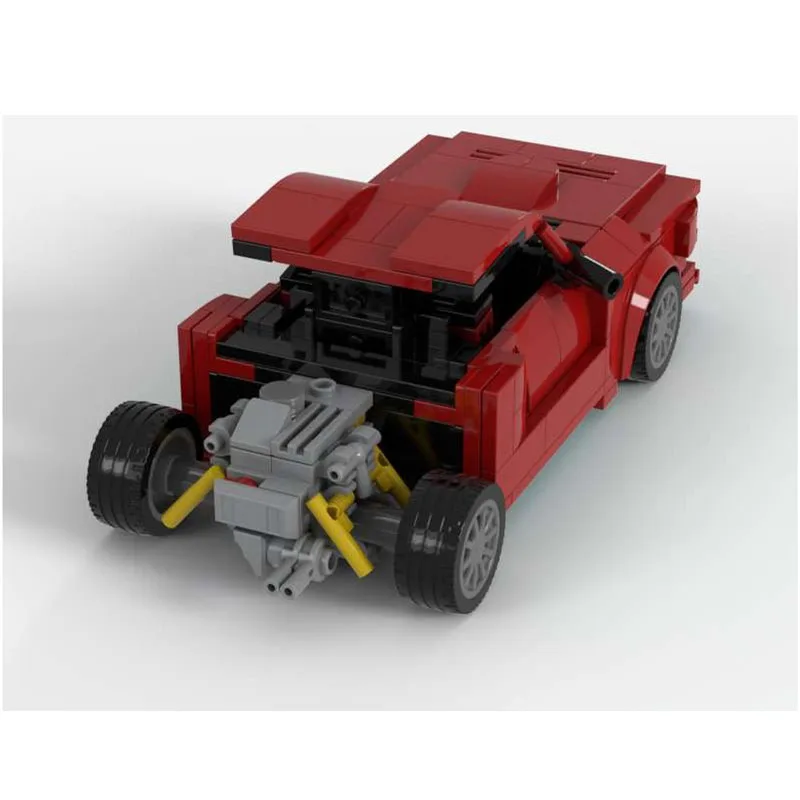 MOC-139262 vermelho novo pequeno carro esportivo de corrida bloco de construção modelo 388 peças moc criativo crianças aniversário bloco de construção brinquedo