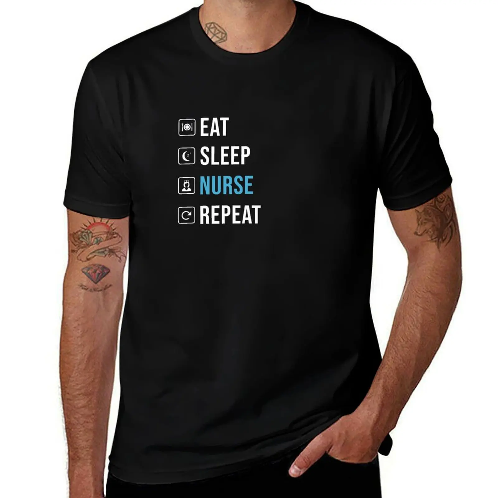 

Eat Sleep Nurse Repeat T-Shirt anime t shirts oversize t shirt for man 100 percent cotton T-Shirt