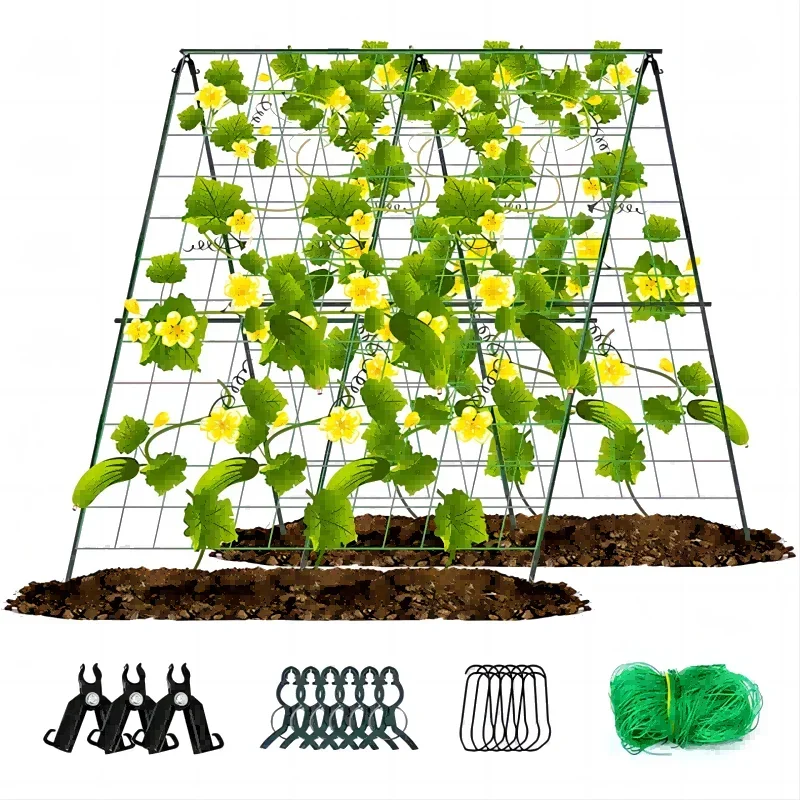 

A-Frame Cucumber Trellis Plant Climbing Frame Set Detachable Easy to Install Outdoor Garden Vegetable Trellis for Climbing Plant