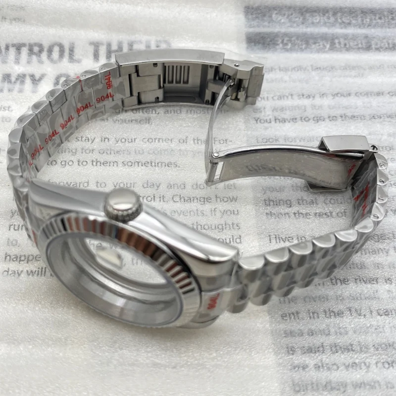 39mm Case NH35 36mm Case Flat Magnifying Sapphire Glass stainless steel Strap Watch Accessories Parts Fit NH36/NH36 Movement