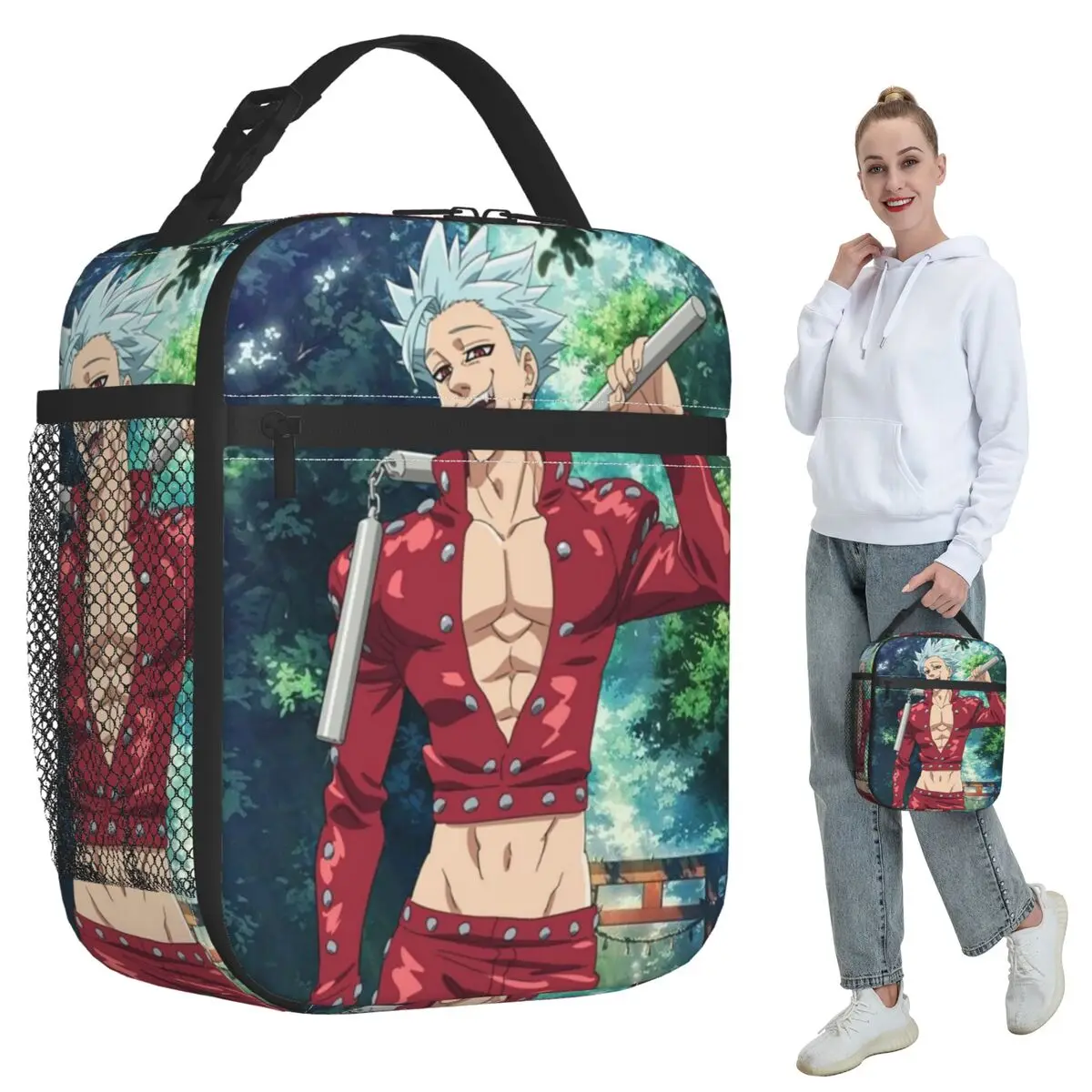 

Изолированная сумка для обеда в стиле аниме «Семь смертных грехов» для детей, школьная термосумка-холодильник, герметичный контейнер для еды, сумка-тоут для обедов