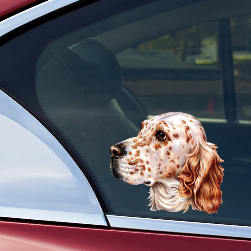 DK186#14x12cm English Setter Dog Car Stickers Scratch Covering Self-Adhesive Waterproof Decal Motorcycle Decorative Accessories