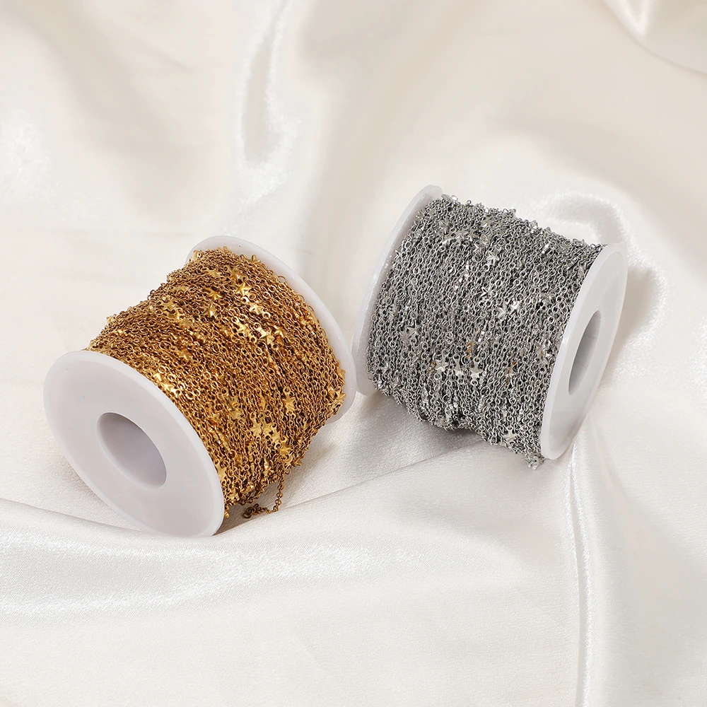 2 Meter Edelstahl-Sternkettenglieder für DIY-Handschmuck, Halsketten, Armbänder, Ohrringe und Körperketten-Zubehör – Detail 4