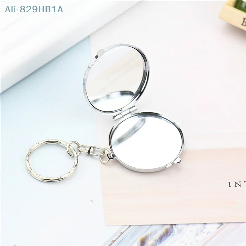 Miroir cosmétique double face, rond, cœur, nar, carré, porte-clés pliant en métal, mini miroir de maquillage