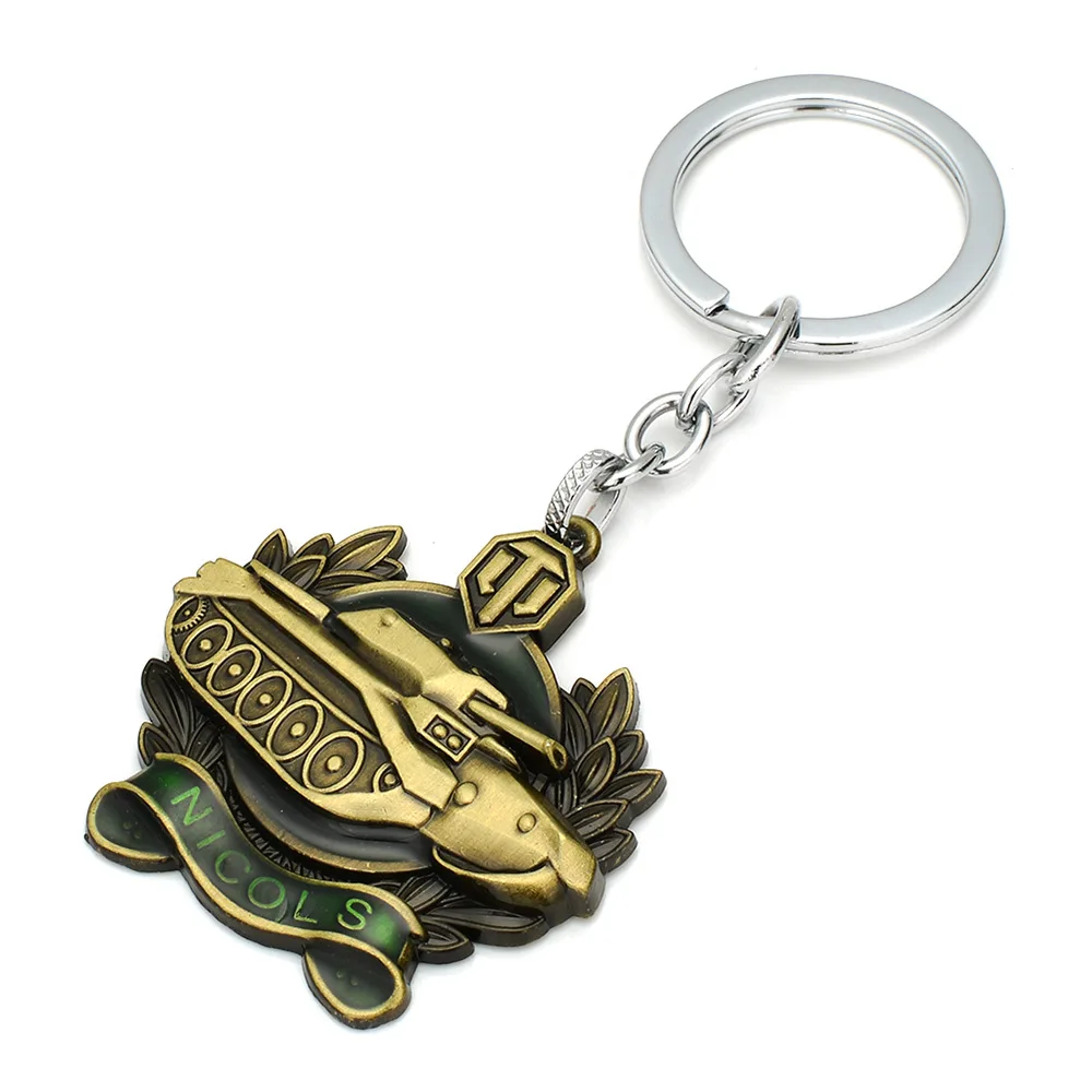 Vintage World of Tanks Enamel Keychain for Men WOT Metal 3D Tank Bullet Model Key Ring Car Bags Key Finder Collectible Jewelry