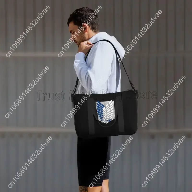 Attack on Titan Logo Print Travel Duffel Bags Waterproof Weekender Overnight Handbag Unisex Large Capacity Carry on Luggage Bag