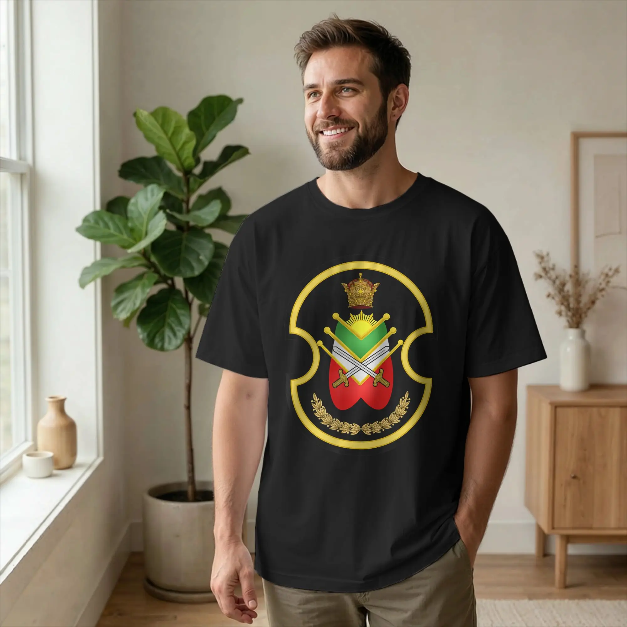 Men T-Shirt Iran Historical Pahlavi Era Imperial Guard Pure Cotton Tees Short Sleeve Emblem T Shirts Round Collar merch Graphic