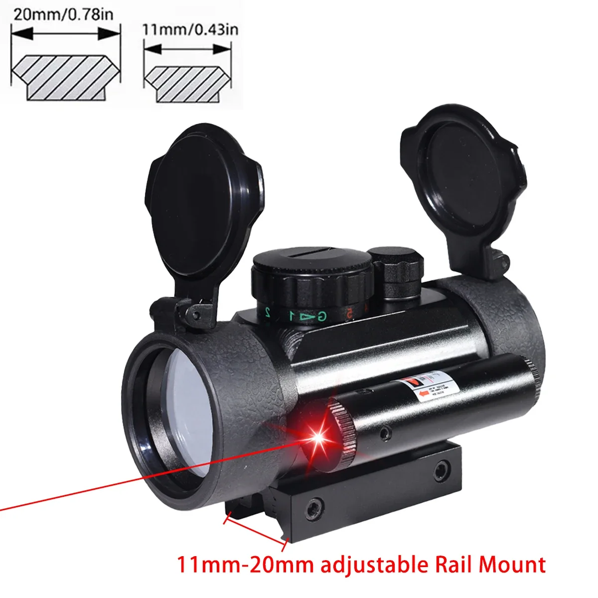 Tactical 1x40 Red Dot Laser Sight Scope Outdoor Hunting Rifle Scope Green Red Dot Collimator Airsoft Sight 11mm/20mm Rail Mount