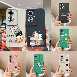 Case For Oppo Reno 11F F25 Pro 5G Lovely Cat Astronaut Couple Liquid Anti-Fingerprint Anti-drop Cover For Oppo Reno11 F Funda