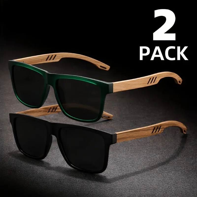 1/2 gafas unisex retro de nogal ultraligeras, lentes polarizadas, adecuadas para ocasiones diarias y formales.