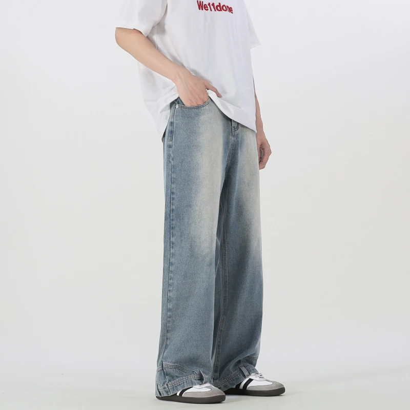 2024Spring and Summer Retro Jeans Men and Women Couple Straight Loose Korean Style Trendy Wide Leg Mop Pants