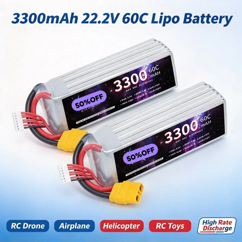 3S Lipo Battery 11.1V 3300mAh 60C with XT60 T Deans Connector for Truck Car Helicopter Drone Ship Boat RC Toys  Battery