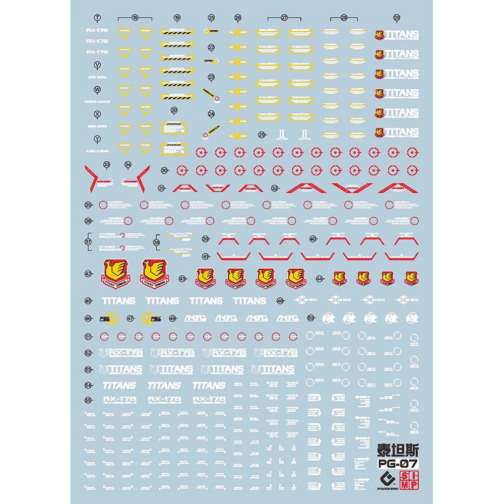 Evo Wasser Aufkleber für 1/60 pg MK-II Titanen Modell Hilfs material hochpräzise Abziehbilder Kunststoff Modell Detail-up Zeichen