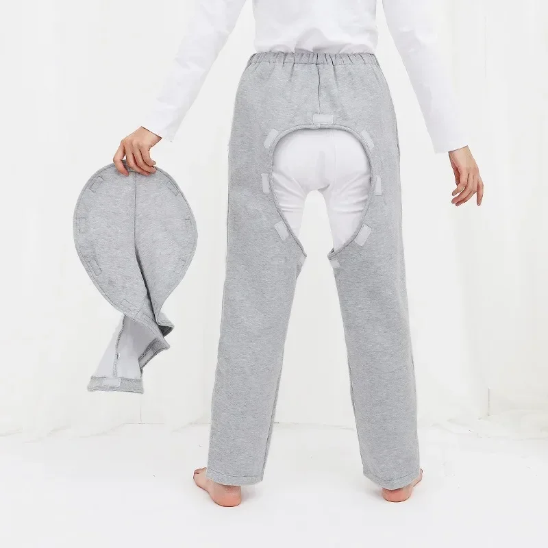 Comfortable Open Crotch Pants for Men Incontinence Patient Pajamas Leaking Urine Clothes Trousers Suitable for Bedridden Elderly