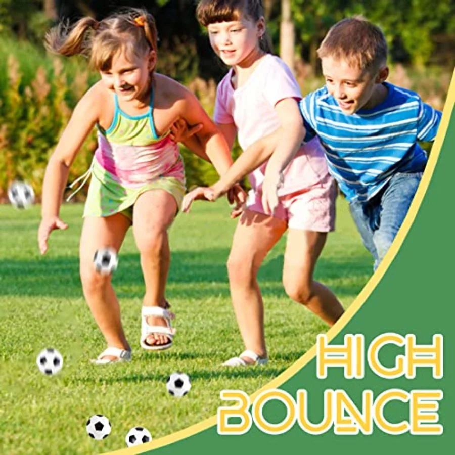 Bouncy Balls, Soccer Bouncing Balls, High Bouncing Rubber Soccer Ball for Stress Relief, Multi-Item Party Favor Packs, Ball Gam view 4