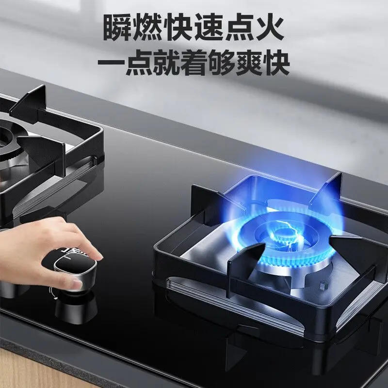 [غطاء حريق نحاسي كامل] موقد غاز موقد مزدوج موقد غاز من الفولاذ المقاوم للصدأ نوع الطاولة لوحة كبيرة لكفاءة الطاقة من المستوى الأول