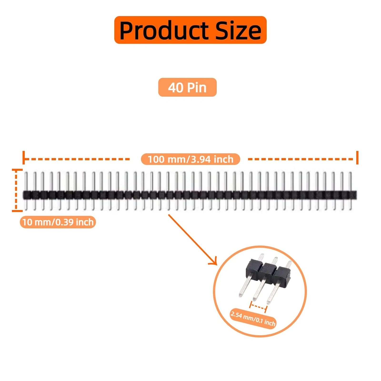 30pcs 40 pin Breakable Pin Header, 2.54mm Single Row Male Connector Strip