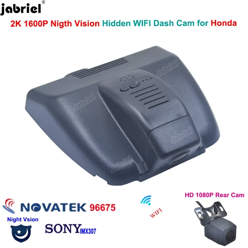 

Jabriel For Honda Accord 2018 2019 2020 2021 2022 2K 1600P Dash Cam Front and Rear Camera WiFi 24H Car DVR Driving Recorder